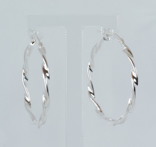 Sterling Silver Twist Creole Earrings